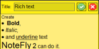 richtext formatting in note